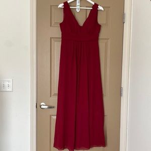 Bridesmaid floor-length chiffon formal dress, burgundy, size 8